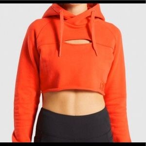 Gymshark. Crop top hoodie fire orange/red Small